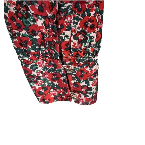 J.Crew Red Floral Cotton Poplin Ruffle Blouse Women’s Small Long Sleeve Pullover - Picture 9 of 10